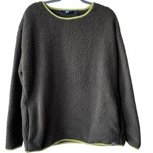 Lands’ End Women’s Tall Sherpa Fleece Sweatshirt Forest Moss Size XL Tall 18 GUC